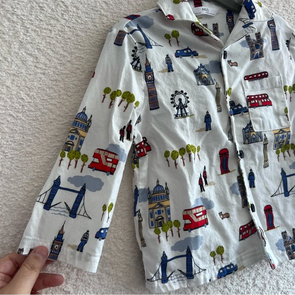 Marks & Spencer M&S Infant London 2 Piece Pajamas Matching Set Size 18-24 Months